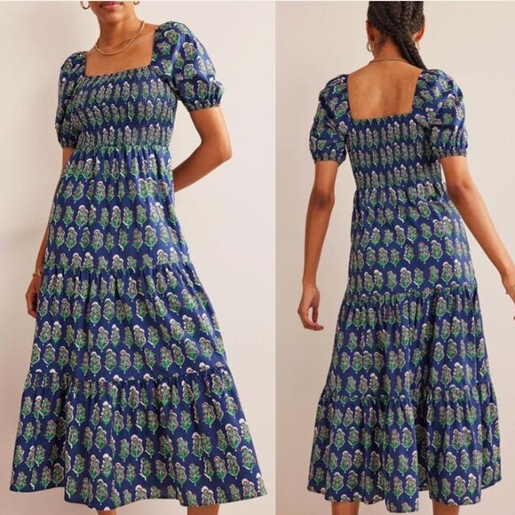 Boden Dresses & Skirts - Boden Smocked Bodice Floral Maxi Dress in French Navy Blue, Artisan Bloom, 6R